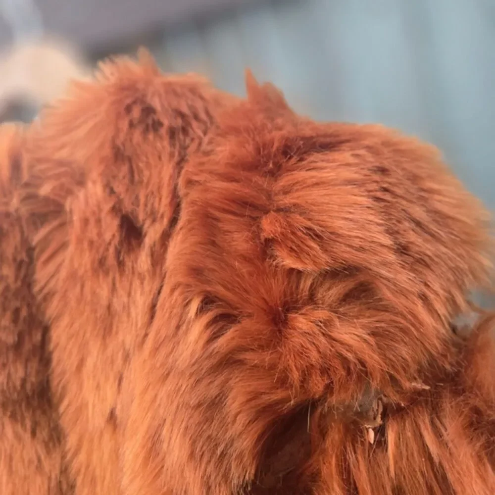 Amo Couture Rust Orange Faux Fur Coat Fits S/M | Statement Jacket Repair Needed - Picture 6 of 9